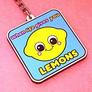 Lemon Keychain - Positivity Keychain - When life gives you Lemons - Cute Lemon Keychain - Positive Vibes Keychain - Valentines Day 2023