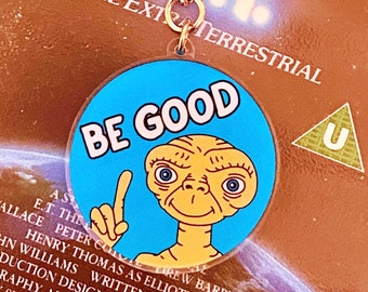 ET Keychain - E.T. Charm - ET The Extraterrestrial - I'll Be Right Here - 80's Movie Keychain - ET Movie Keyring