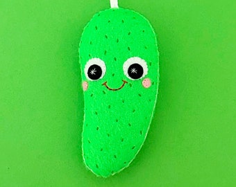 Pickle Ornament - Gherkin Decoration - Vegan Christmas Decoration - Food Bauble - Santa Pickle Tree Decoration