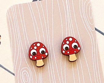 Mushroom Earrings - Shroom Earrings - Cottagecore Mushroom Earrings - Fungi Toadstool Earrings - Toadstool Earrings - Mothers Day 2023