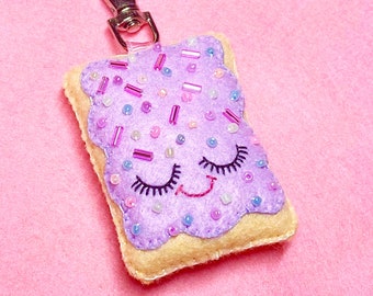 Pop Tart Keychain - Cute Bag Charm - Cute Keyring  - Toaster Pastry Charm - Kawaii Plush -  Bag Charm - Candycore Charm