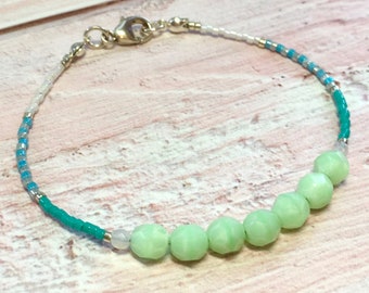 Bead Bracelet - Layering Bracelet - Green Beaded Bracelet - Mothers Day 2023