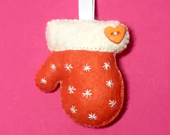 Knit Mitten Christmas Ornament, Holiday Decoration, Stocking