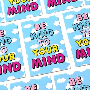 Sticker ondes positives - Sticker Soyez indulgent avec votre esprit - Sticker positivité - Sticker bouteille d'eau - Sticker rentrée