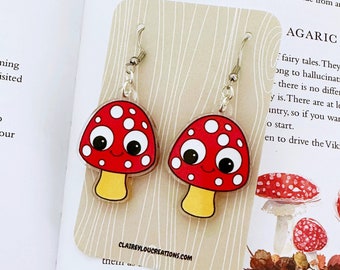 Mushroom Earrings - Shroom Earrings - Cottagecore Mushroom Earrings - Fungi Toadstool Earrings - Toadstool Earrings - Christmas 2023