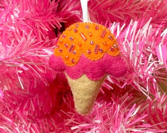 Ice Cream Ornament - Cute Christmas Decoration - Holiday Ornament - Ice Cream Decoration - Ice Cream Cone - Christmas Gift 2022