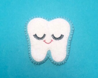 Tooth Patch - Embroidered Patch - Dentist Patch - Sewn On Patch - Sweet Tooth Patch - Hand Sewn Patch