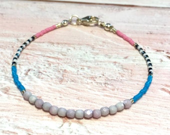 Rainbow Summer Bracelet - Dainty Stacking Bracelet - Dainty Beaded Bracelet - Mothers Day 2023