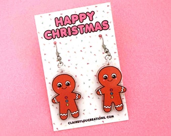 Christmas Earrings - Gingerbread Earrings - Gingerbread Jewellery - Christmas Jewellery - Christmas Cookie