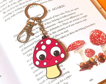 Mushroom Keychain - Toadstool Keyring - Mushroom Keyring - Stocking Stuffer - Kawaii Keychain - Mushroom Charm - Cottagecore Mushroom