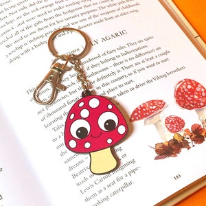 Mushroom Keychain - Toadstool Keyring - Mushroom Keyring - Stocking Stuffer - Kawaii Keychain - Mushroom Charm - Cute Bag Charm - Bag Candy