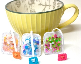 Cute Tea Brooch - Tea Bag Brooch - Tea Bag Pin - Tea Lovers Gift - Kawaii Brooch - Mothers Day 2023