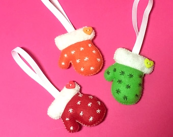 Knit Mitten Christmas Ornament, Holiday Decoration, Stocking