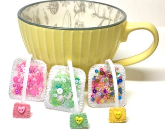 Cute Tea Brooch - Tea Bag Brooch - Tea Bag Pin - Tea Lovers Gift - Kawaii Brooch - Novelty Brooch - Galentines Day Gift