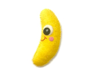 Banana Pin - Kawaii Plush Food Brooch  - Cute Felt Food  - Cute Felt Food - Banana Brooch - Cute Novelty Brooch - Mothers Day 2023