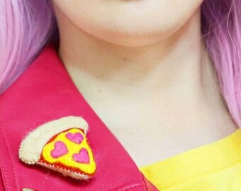 Pizza Pin - Plush Junk Food - Pizza Jewelry - Felt Food - Pizza Charm  - Pizza Brooch - You've Got a Pizza my Heart - Mothers Day 2023