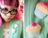Cute Felt Cupcake Chocolate Pin Brooch Kawaii Accessory