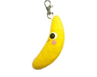 Banana Keychain - Banana Keyring - Cute Food  - Cute Felt Food - Plush Banana - Banana Charm - Food Lover Gift - Mothers Day 2023