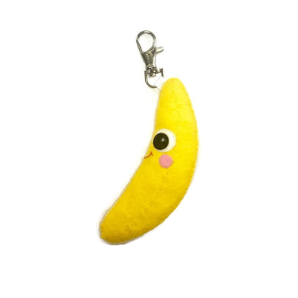 Porte-clés banane - Porte-clés banane - Nourriture mignonne - Nourriture en feutre mignonne - Banane en peluche - Breloque banane - Cadeau amateur de nourriture - Fête des mères 2023