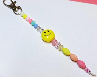 Cute Beaded Keychain - 90's Bead Keyring - 90s style Bag Charm - Y2K Inspired Beaded Keychain - Bag Charm - Cute Bag Charm - Galentines Day