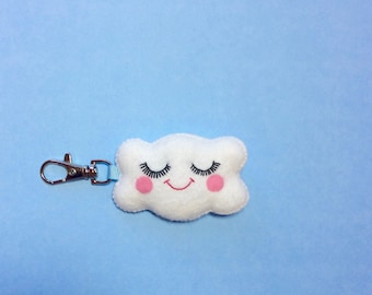 Cloud Keyring - Happy Cloud Charm - Cloud Key Chain - Cute Keychain - Cute Cloud - Featured in Frankie - Cute Bag Charm - Bag Candy