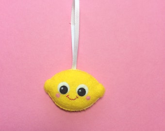 Lemon Ornament - Fruit Ornament - Fruit Decoration - Cute Christmas Ornament - Kawaii Ornament - Vegan Christmas Decoration