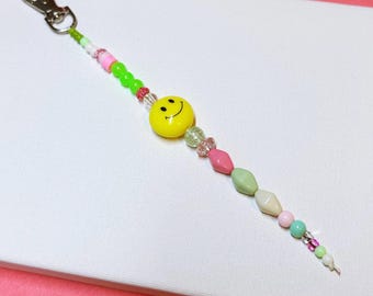 Cute Beaded Keychain - 90's Bead Keyring - 90s style Bag Charm - Galentines Day Gift - Cute Bag Charm - Bag Candy