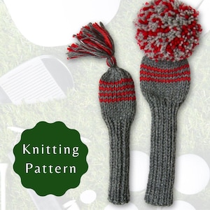 Knitting Pattern for Golf Club Covers - 3 sizes: Driver, Fairway Wood, Hybrid Knit Headcover Pattern