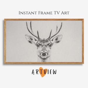 Frame TV Art Vintage Deer Drawing | Holiday tv Art | Rustic Winter TV Art | Xmas tv | Country Christmas | Holiday Art | Farmhouse Art