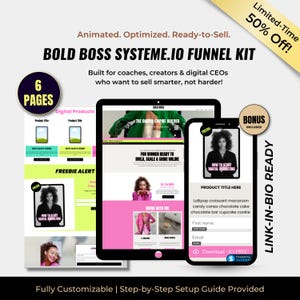 Modelo de site Systeme.io, funil ousado para coaches, mentores e criadores de cursos | Landing Page de produto digital otimizada para dispositivos móveis | Página de vendas