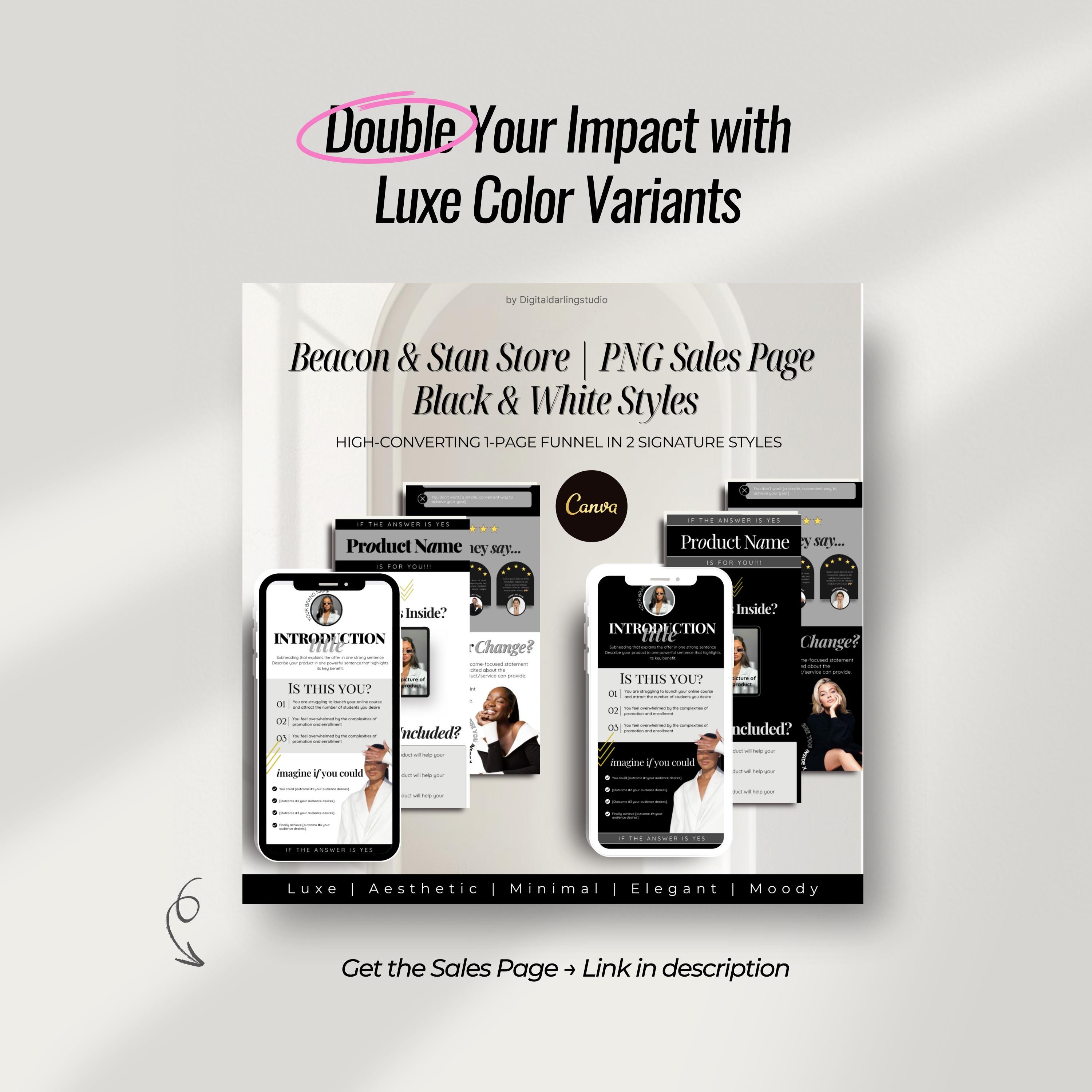 Luxe Sales Page Template for Beacons & Stan Store | Cream Caramel Page ...