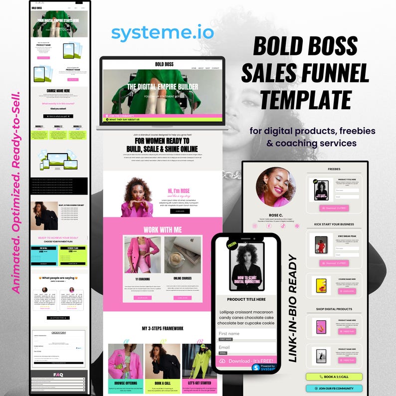 Websitesjabloon Systeme.io, gedurfde trechter voor coaches, mentoren en makers van cursussen | Voor mobiel geoptimaliseerde digitale productbestemmingspagina | Verkooppagina afbeelding 1