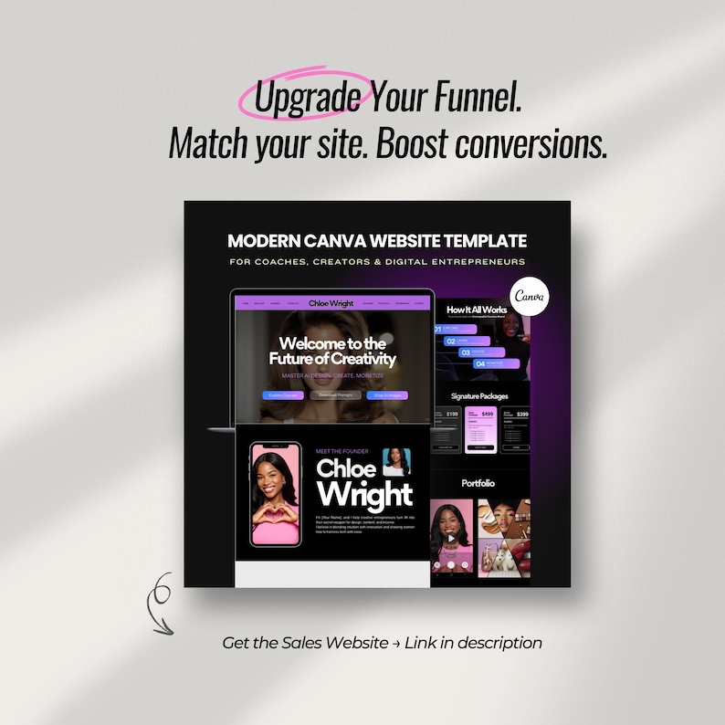 Canva Sales Page Template | Bold Boss Babe Funnel PNG | Stan Store & Beacons | High-Converting Digital Offer Page | Editable - Mobile-Ready image 10