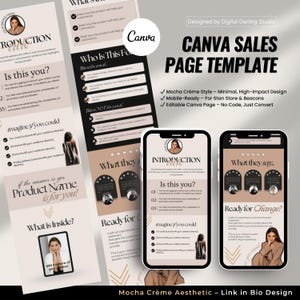 Beacons, Stan Store | Mocha Crème Sales Page Template High-Converting Editable Canva Luxe Minimalist and Elegant Design for Digital Products