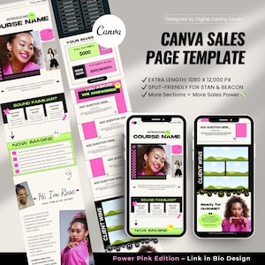 Pink Canva Sales Page Template: High-Converting Funnel for Stan Store & Beacons