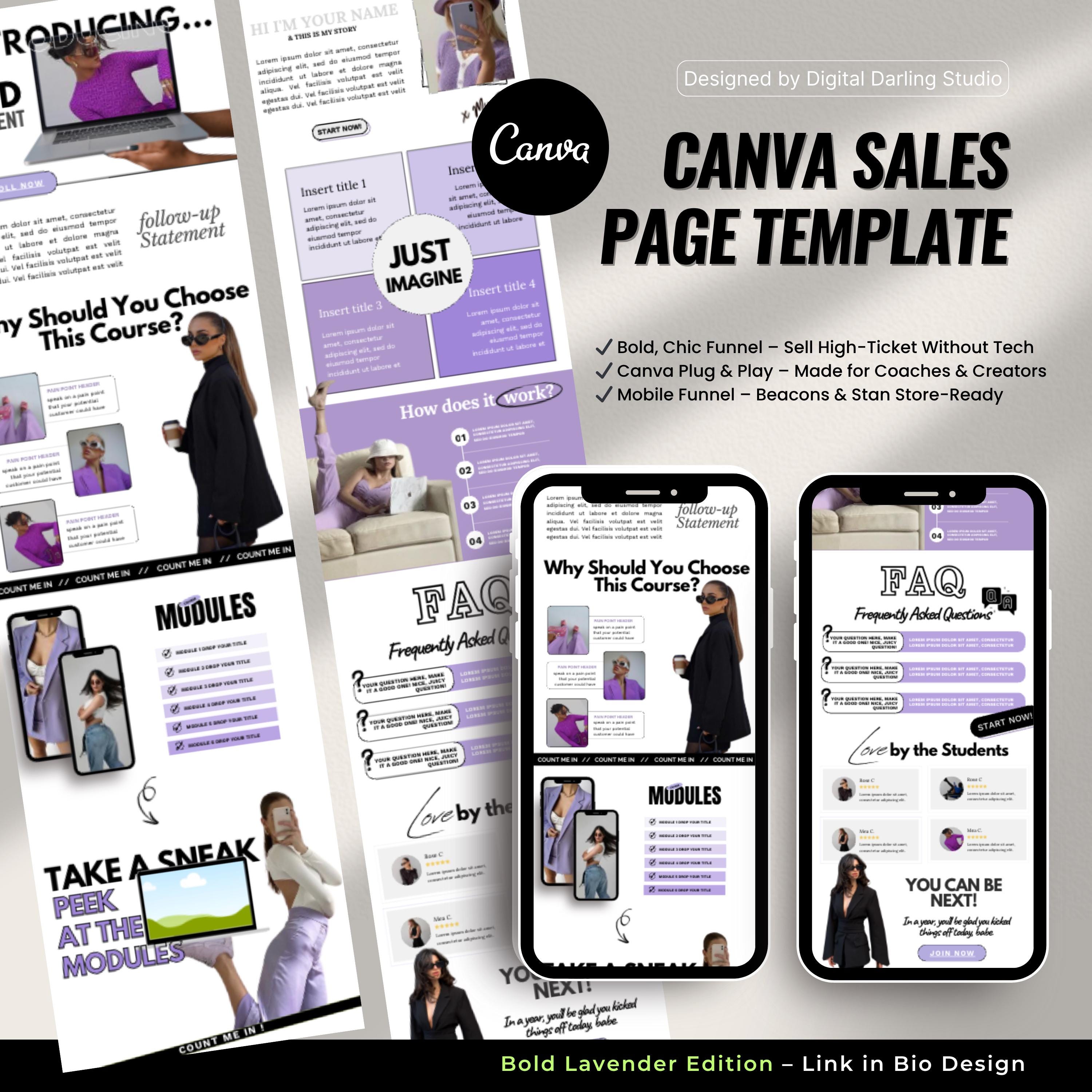 Sales Page Template for Beacons Stan Store, High-converting Bold ...