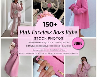 Fotos de stock de una jefa sin rostro rosa, imágenes de stock de marcas de lujo / Marketing digital estético / Redes sociales: Instagram y Reels