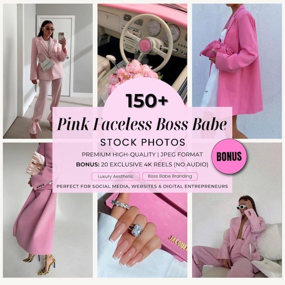 Pink Faceless Boss Babe Stock Photos, Luxury Branding Stock Images | Aesthetic Digital Marketing | Social Media Instagram & Reels