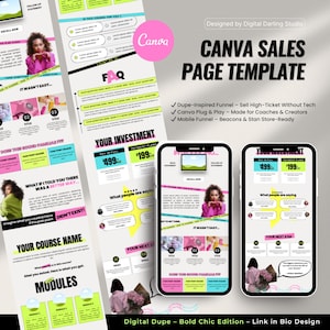 Canva Sales Page Template for Coaches & Course Creators | High-Converting Link in Bio Funnel | Mobile Sales Page for Stan Store and Beacons