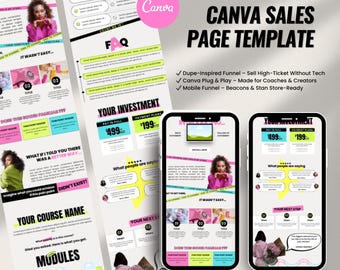 Canva Sales Page Template for Coaches & Course Creators | High-Converting Link in Bio Funnel | Mobile Sales Page for Stan Store and Beacons