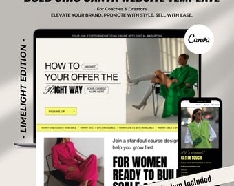 Bold Chic Canva Website Template | Sales Funnel for Coaches, Social Media Managers, VAs, Content Creators | Link in Bio, Sofi Style Site