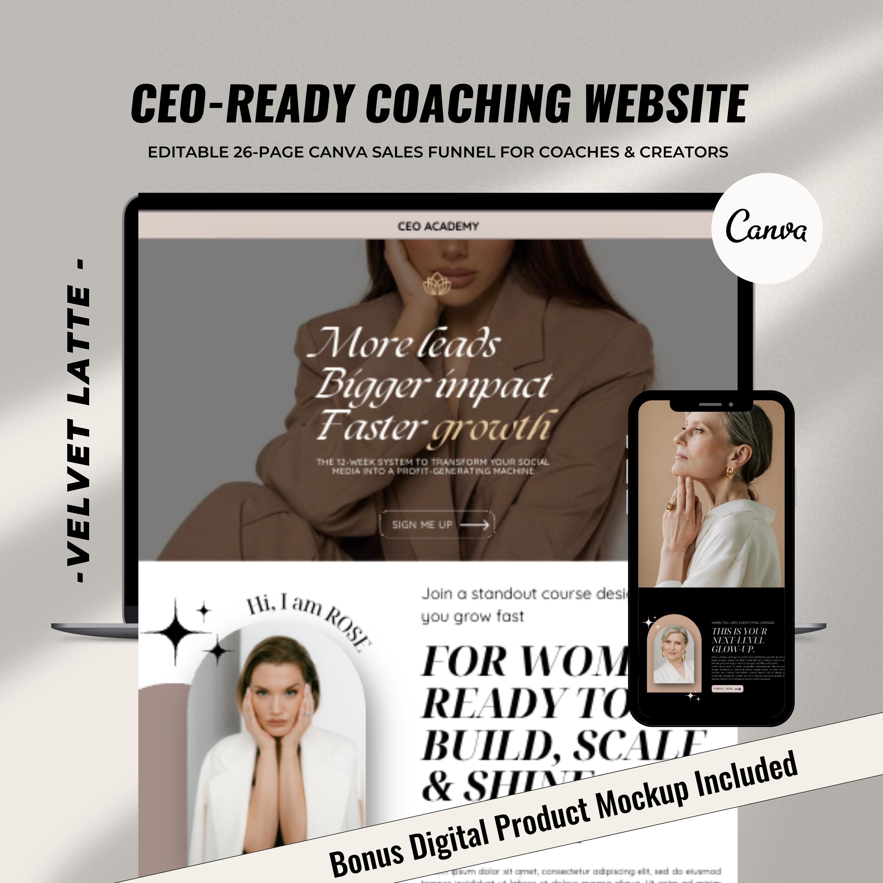Luxury Canva Sales Page Template for Coaches & Digital Creators | Minimal Website Design for Link in Bio Funnel, StanStore, Shopify, Beacons