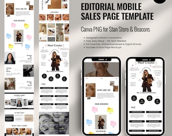 Editorial Mobile Sales Page Template | Canva Funnel for Stan Store & Beacons | High-Converting Link-in-Bio Sales Page