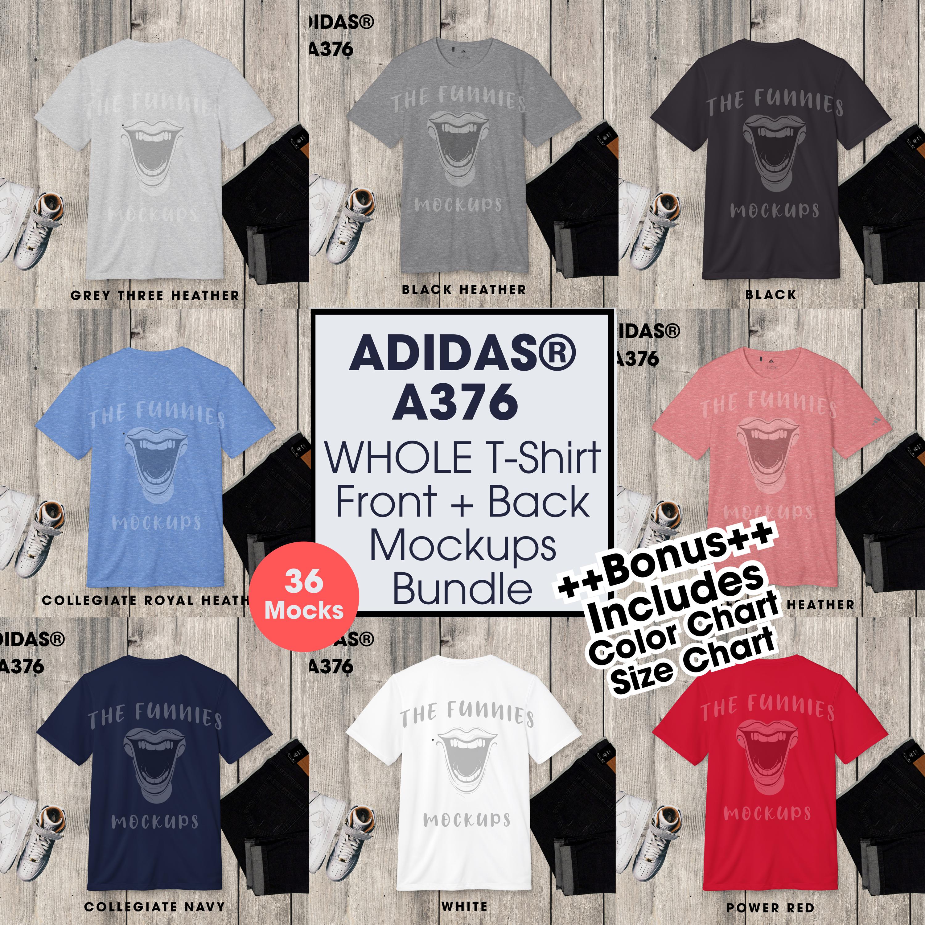 Adidas A376 Whole Mockup Bundle Front and Back Flat Lay Lifestyle  Mockup, Trendy Shirt Mock Eco-Friendly Digital