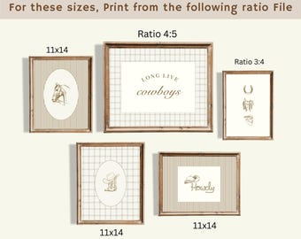 Cowboy Nursery Wall Art Set, Western Horse Prints, Vintage Boy Room Decor, Rustic Baby Boy Nursery, Digital Download