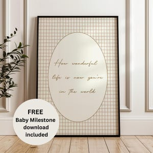 Quanto è meravigliosa la vita ora che sei al mondo, stampa per cameretta per bambina, decorazioni vintage per cameretta, citazione floreale, citazione religiosa per cameretta