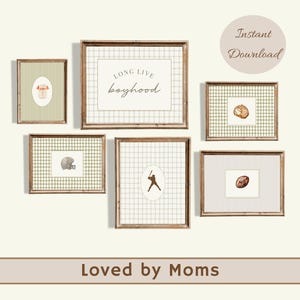 Boys Nursery Wall Art, Sage Green Sports Wall Art Set, Vintage Boys Nursery Prints, Heritage Playroom Decor, Printable Digital Download