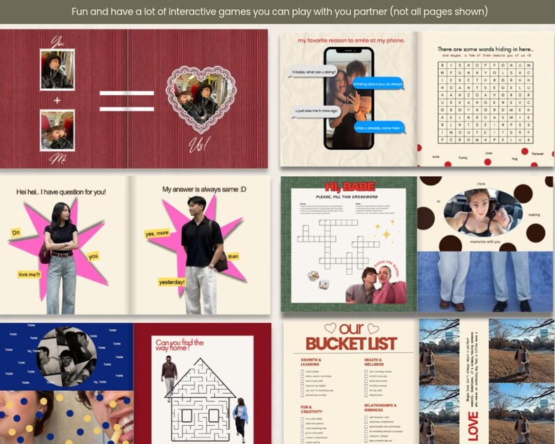 Editable Canva Photo Album Template, Interactive Couple Photo Book With ...