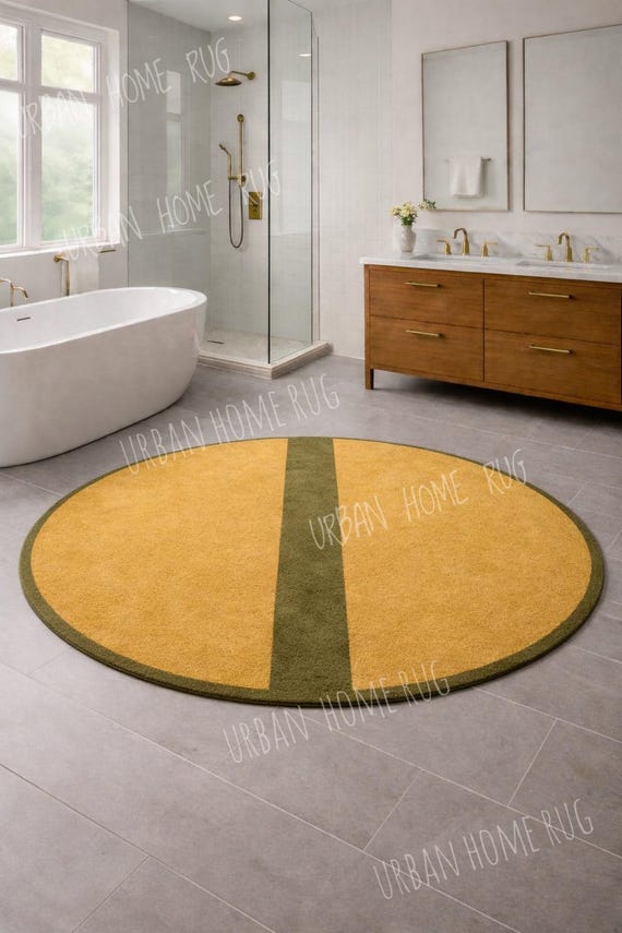 Rund Gelb Grün Teppich, Moderner Teppich, Badezimmer, Home Decor