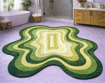 Tappeto ondulato astratto verde / / e tappeto per soggiorno / arredamento minimalista per la casa